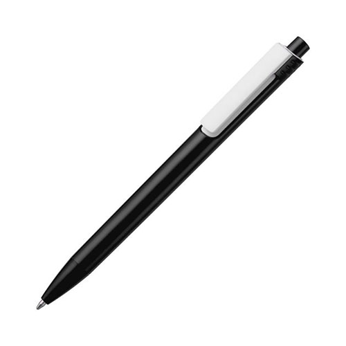 Цветная пластиковая ручка с белым клипом и логотипом Черный
