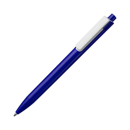 Цветная пластиковая ручка с белым клипом и логотипом Синий