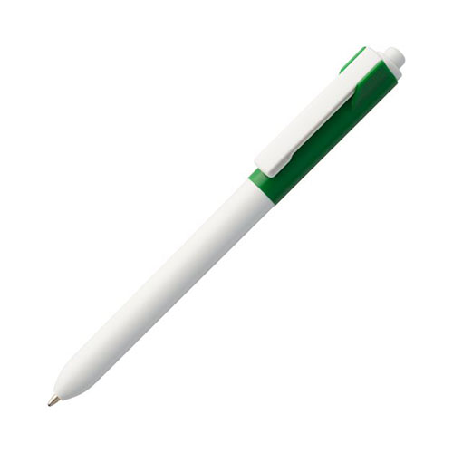 Пластиковая ручка с логотипом (белый корпус с цветной вставкой) Зеленый