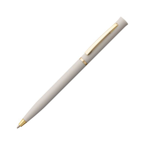 Поворотная пластиковая ручка с логотипом (золото) Серый