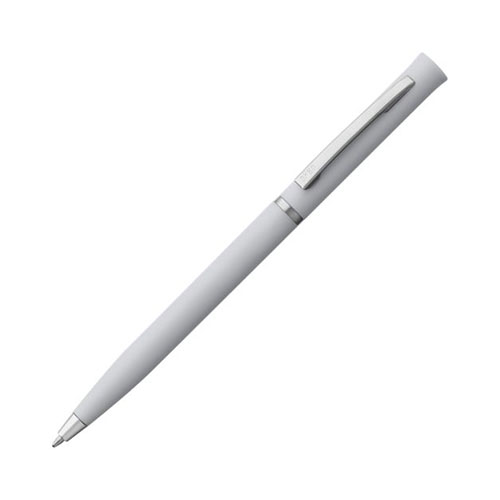 Поворотная пластиковая ручка с логотипом (серебро)