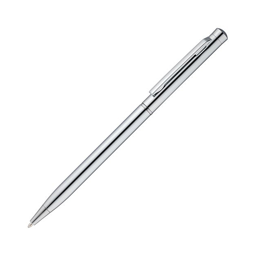 Серебристая металлическая ручка с логотипом 