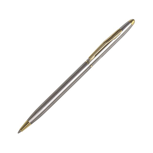 Металлическая ручка с золотыми акцентами с логотипом Серебристый