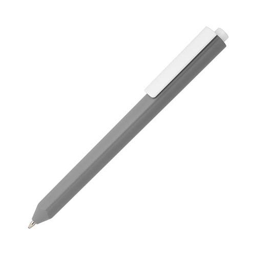 Нажимная пластиковая ручка с логотипом Серый