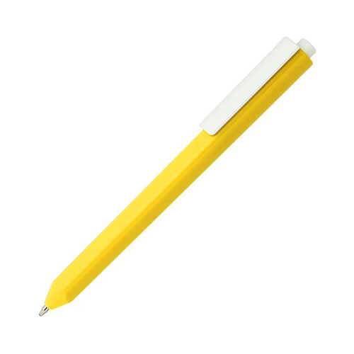 Нажимная пластиковая ручка с логотипом Желтый