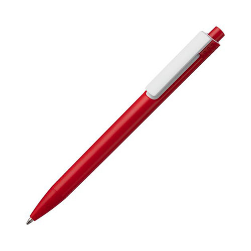 Цветная пластиковая ручка с белым клипом и логотипом Красный