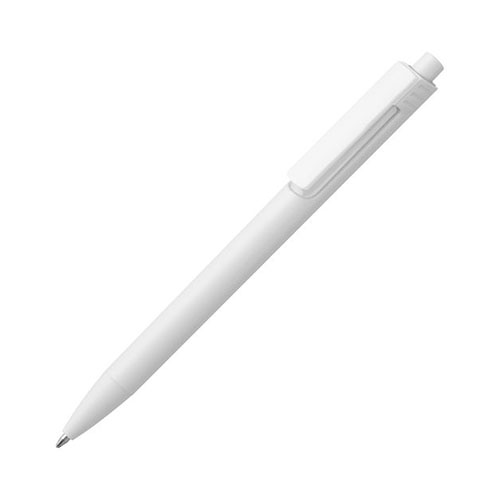 Белая пластиковая ручка с цветным клипом и логотипом Белый