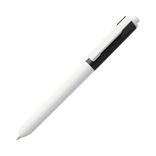 Пластиковая ручка с логотипом (белый корпус с цветной вставкой) Черный