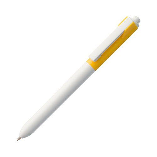 Пластиковая ручка с логотипом (белый корпус с цветной вставкой) Желтый