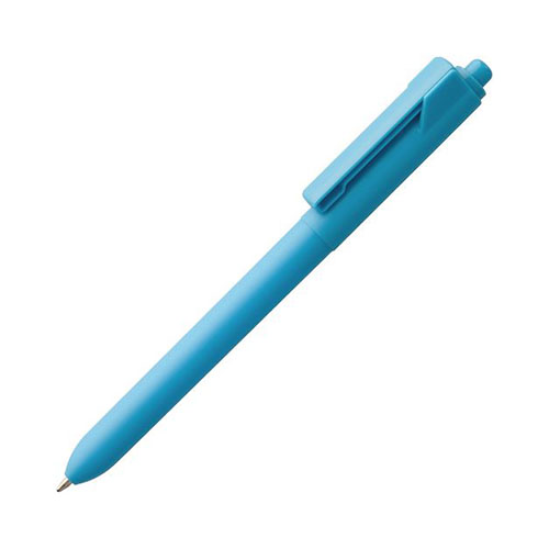 Цветная пластиковая ручка с логотипом Голубой
