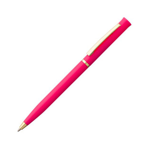 Поворотная пластиковая ручка с логотипом (золото) Розовый