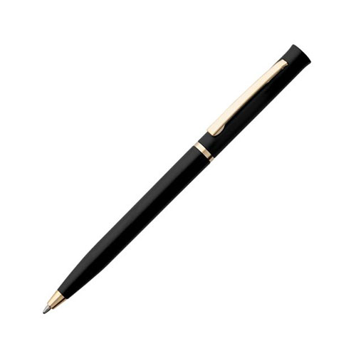 Поворотная пластиковая ручка с логотипом (золото) Черный