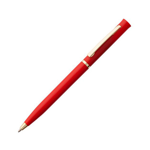 Поворотная пластиковая ручка с логотипом (золото) Красный