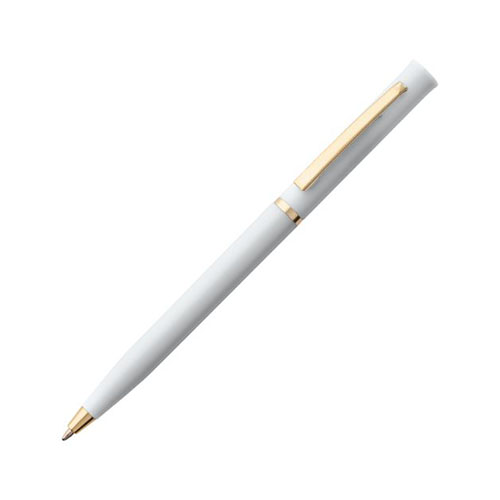 Поворотная пластиковая ручка с логотипом (золото) Белый