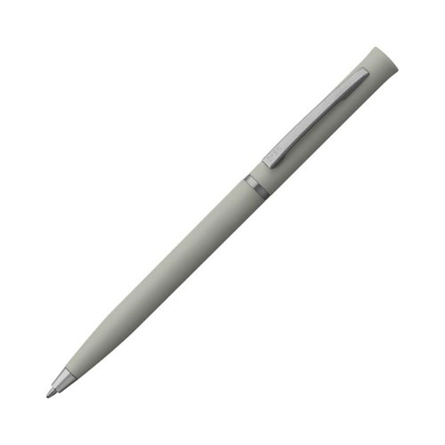 Поворотная пластиковая ручка с логотипом (серебро) Темно-серый
