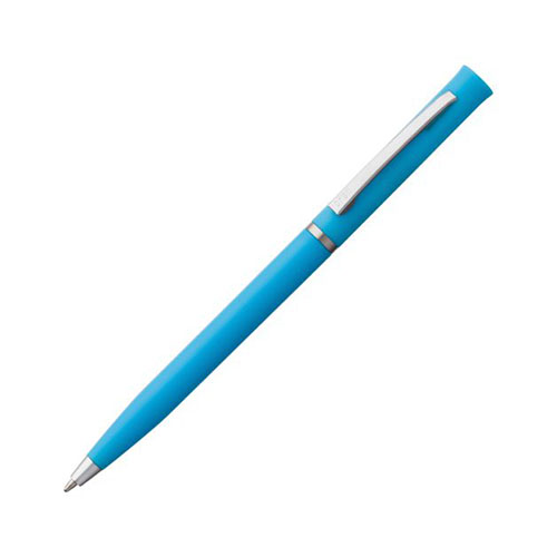 Поворотная пластиковая ручка с логотипом (серебро) Голубой