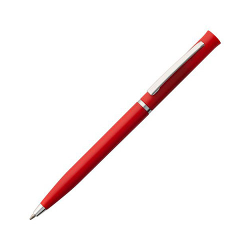Поворотная пластиковая ручка с логотипом (серебро) Красный