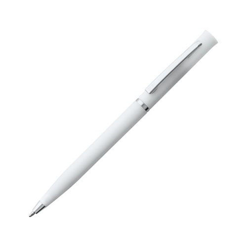 Поворотная пластиковая ручка с логотипом (серебро) Белый