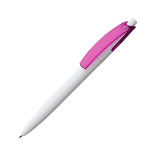 Пластиковая ручка с цветным клипом с логотипом Розовый