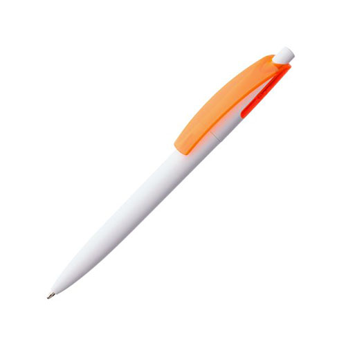 Пластиковая ручка с цветным клипом с логотипом Оранжевый