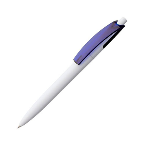 Пластиковая ручка с цветным клипом с логотипом Синий