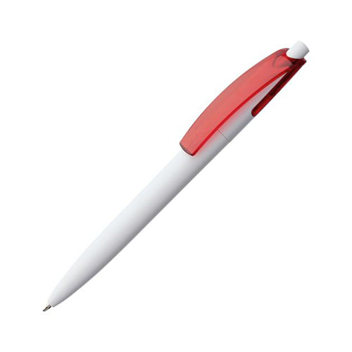 Пластиковая ручка с цветным клипом с логотипом Красный