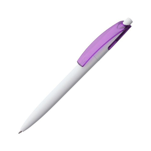 Пластиковая ручка с цветным клипом с логотипом Фиолетовый