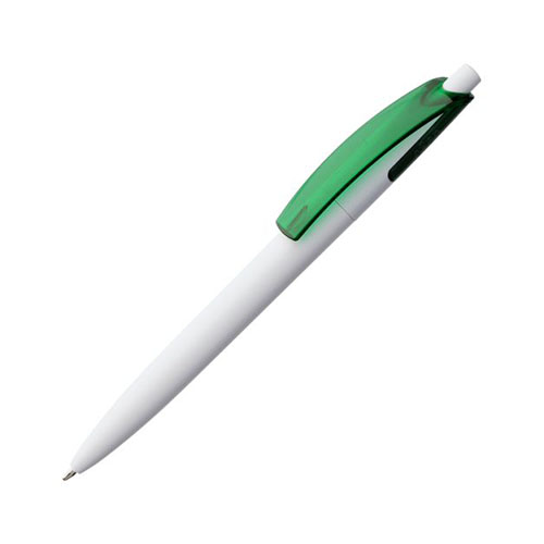 Пластиковая ручка с цветным клипом с логотипом Зеленый
