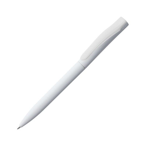Поворотная белая пластиковая ручка с цветным клипом и логотипом Белый