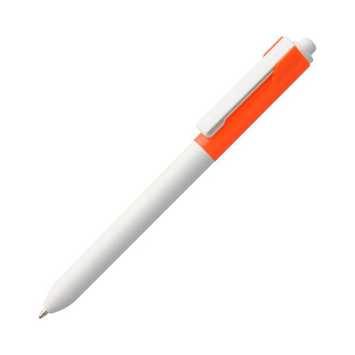 Пластиковая ручка с логотипом (белый корпус с цветной вставкой) Оранжевый