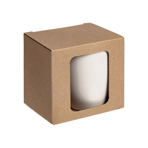 Коробка для кружки с окном с логотипом Крафт