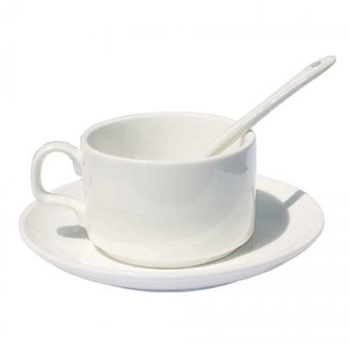 Кофейный набор (чашка, блюдце, ложка) с логотипом Белый