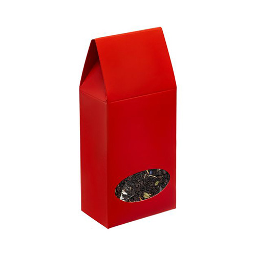 Коробочка для чая с логотипом и окном Красный