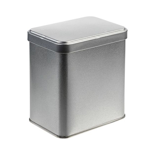 Металлическая прямоугольная коробка с логотипом Серебристый