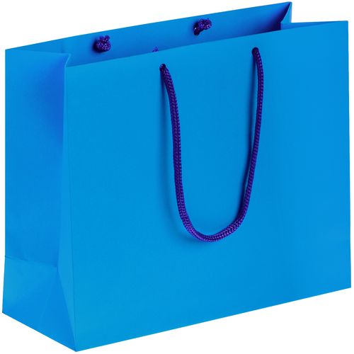Бумажный пакет с логотипом из дизайнерской бумаги (малый) Голубой