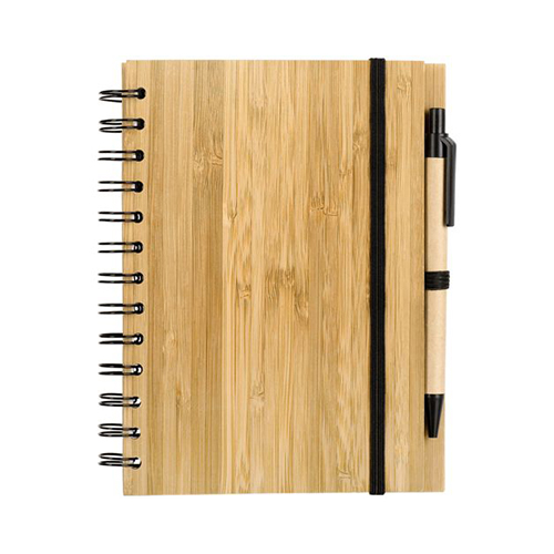 Бамбуковый блокнот с логотипом и ручкой