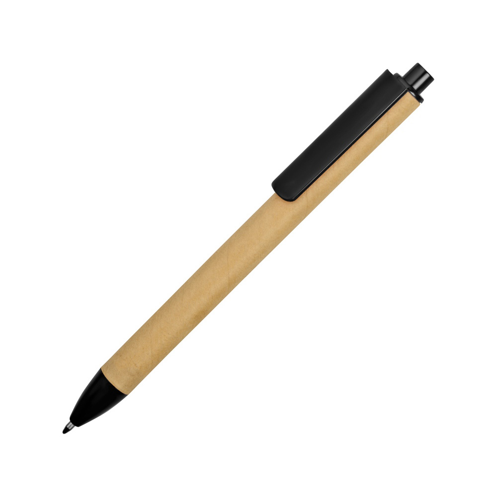 Ручка из картона и пластика (вариант 2) с логотипом Черный