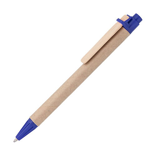 Ручка из картона и дерева с логотипом Синий