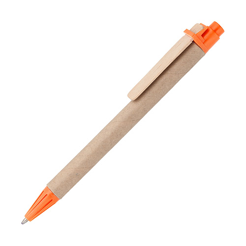 Ручка из картона и дерева с логотипом Оранжевый