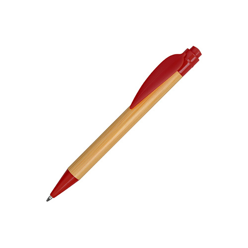 Ручка из бамбука и пластика с логотипом Красный