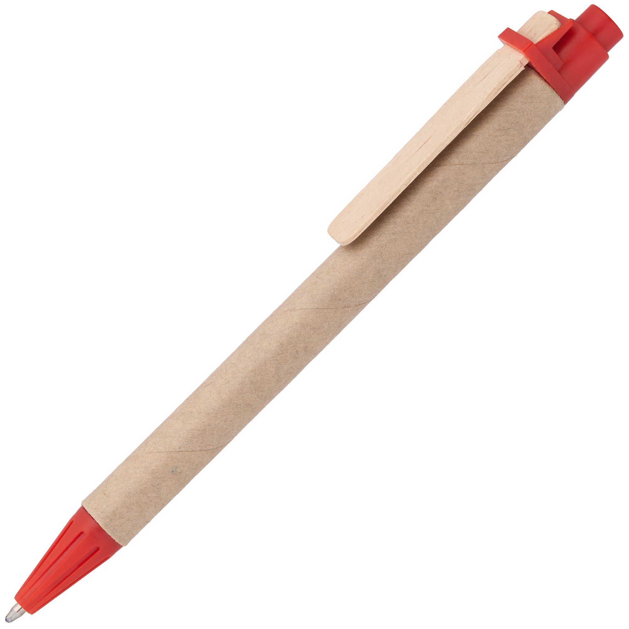 Ручка из картона и дерева с логотипом Красный