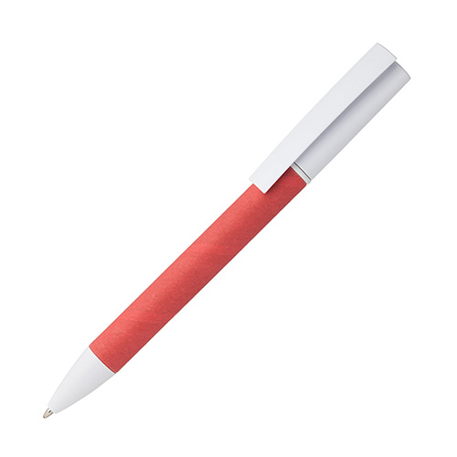 Ручка из картона и пластика (вариант 1) с логотипом Красный