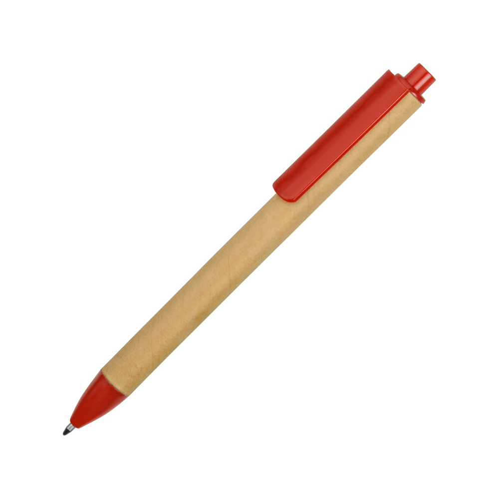 Ручка из картона и пластика (вариант 2) с логотипом Красный