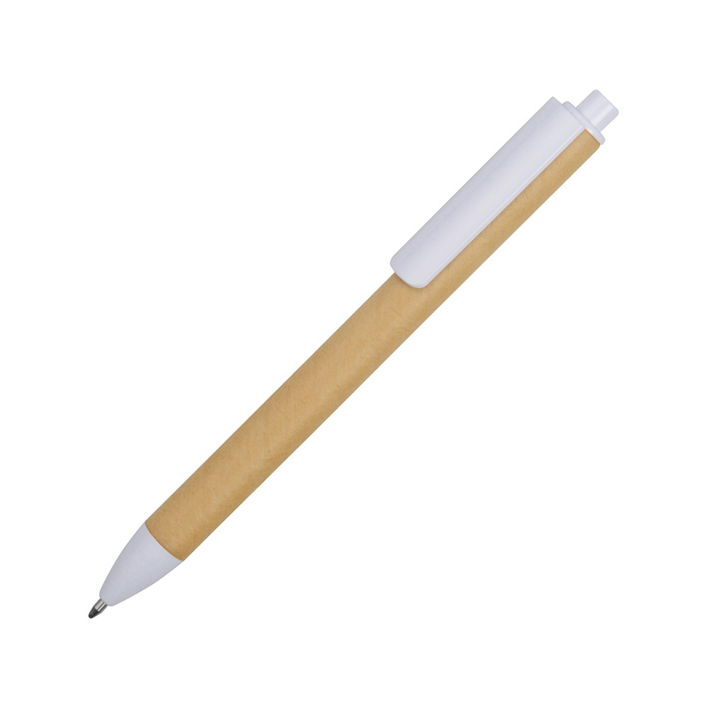 Ручка из картона и пластика (вариант 2) с логотипом Белый