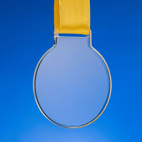 Круглая медаль с лентой и логотипом Золотистый