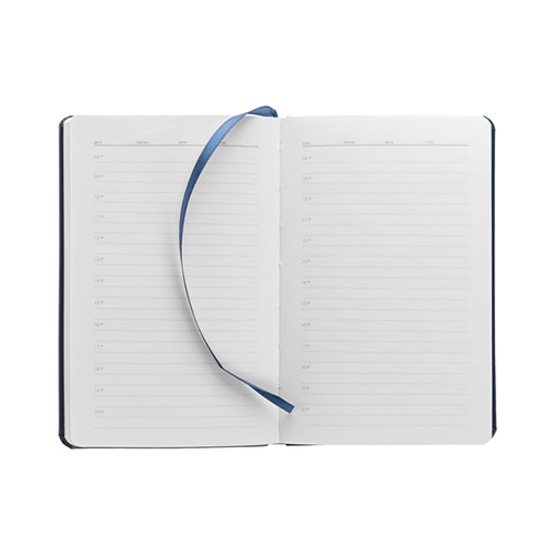 Кожаный ежедневник с логотипом и резинкой (192 стр) Синий