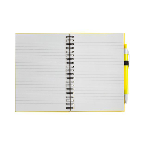 Блокнот на пружине с логотипом и ручкой Желтый